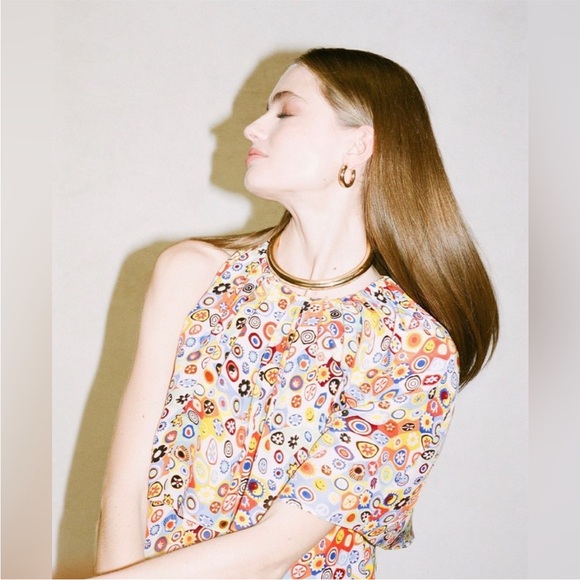 NWT STAUD Caya Tiered Flowy Retro Millefiori Multi Print Maxi Dress - Picture 3 of 16